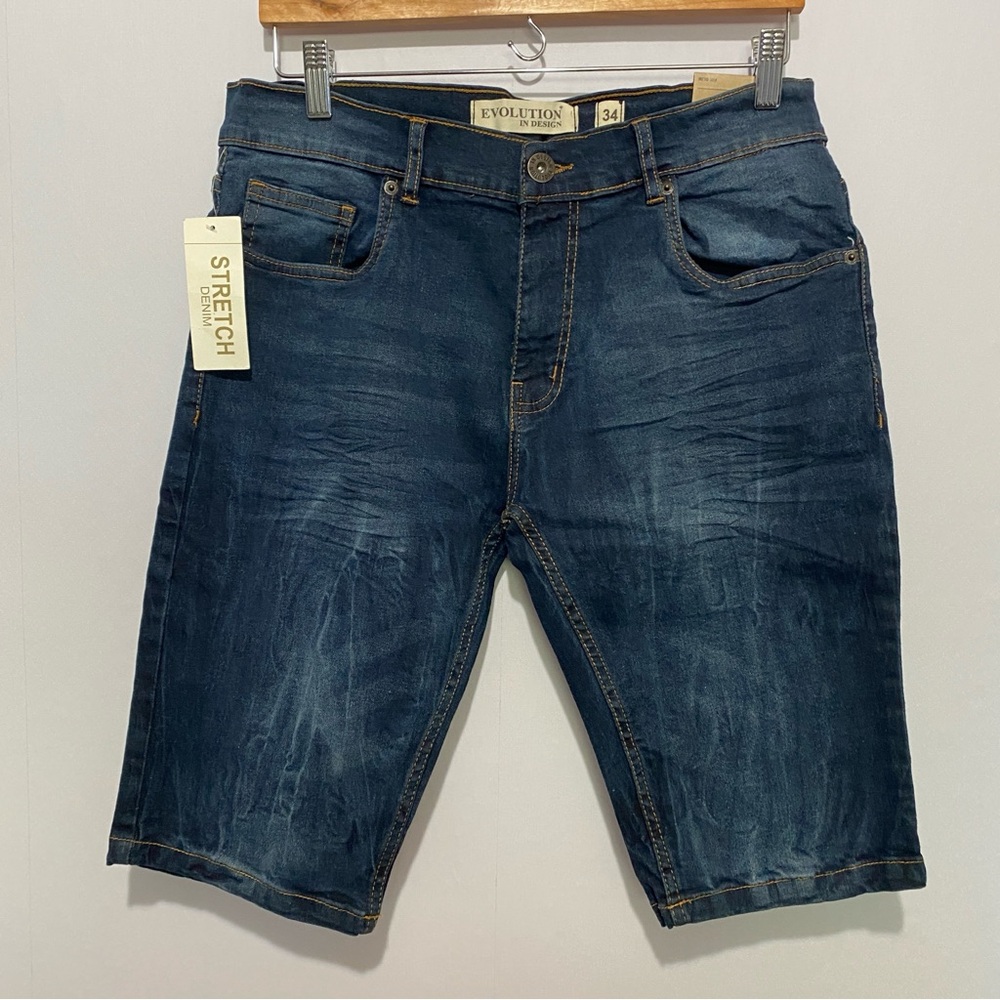 Evolution in Design Denim Short‎ Size 34 Stretch Slim Fit Midrise NWT
